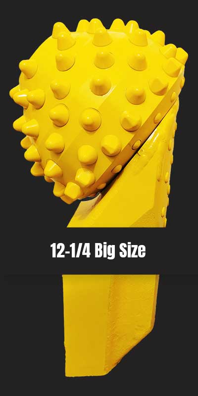 12-1/4 big size piling roller bit MH-3H stand in yellow color with 74 pieces large inserts